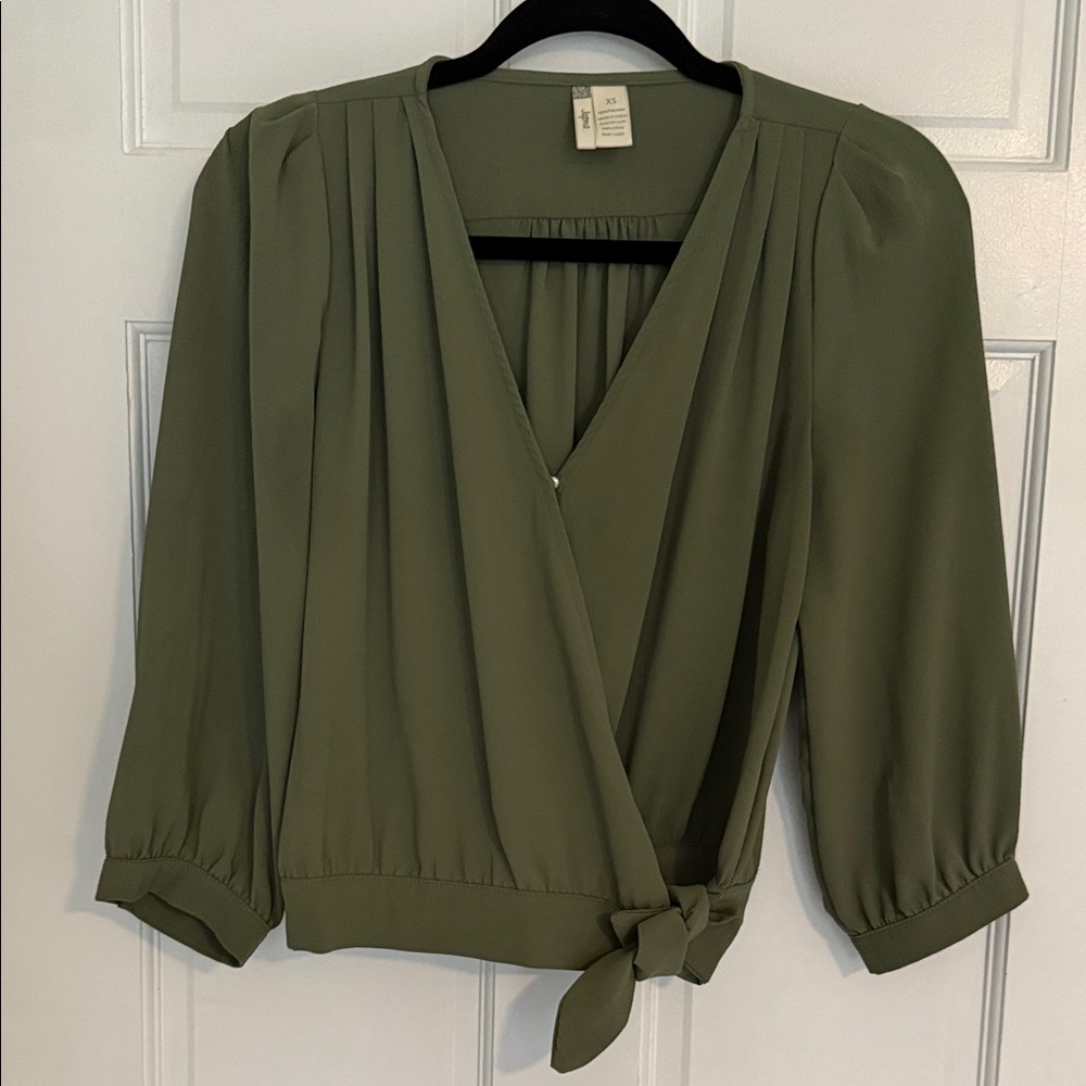 Japna Sage Green Wrap Blouse